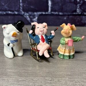 Charming Ceramic Pig Figurine Set - Multicolor